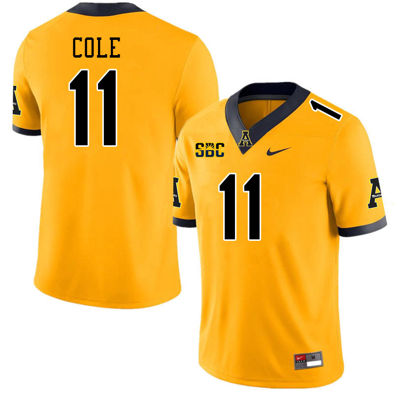 Men #11 Avarion Cole Appalachian State Mountaineers College Football Jerseys Stitched-Gold